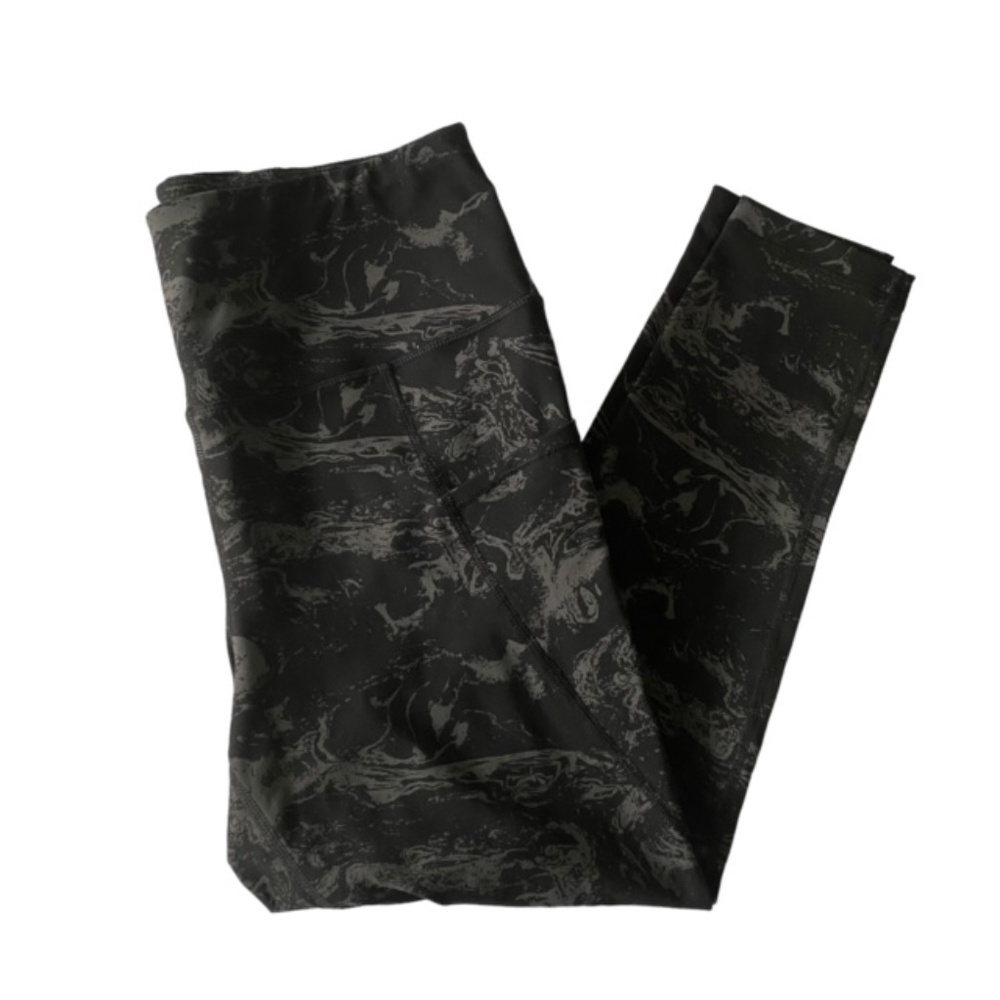ATHLETIC WORKS DRI MORE Leggings Black and Grey Pattern Yoga Activewear Size XL